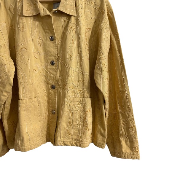 NWT CHICO’S Camelot Roadster Jacket Raffia (Light Yellow) Embroidered Sz 3 (XL) - Picture 3 of 16